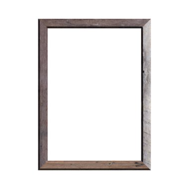 İzole edilmiş beyaz arka planı olan ahşap bir çerçeve. Klasik ahşap çerçevenin ön görüntüsü. A4 resmi ya da metin için.
