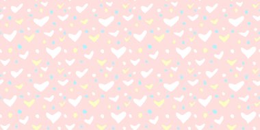 Beyaz Kalp Renk Arkaplanı 'nda Kusursuz Kalıp. Romantik temaya bayılırım. Sevgililer Günü için aşkla desenli kalpler. Sevgililer Günü geçmişi. Küçük kalpli soyut vektör dokusu.