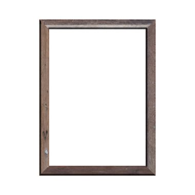 İzole edilmiş beyaz arka planı olan ahşap bir çerçeve. Klasik ahşap çerçevenin ön görüntüsü. A4 resmi ya da metin için.