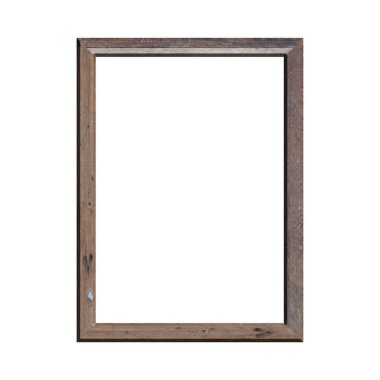 İzole edilmiş beyaz arka planı olan ahşap bir çerçeve. Klasik ahşap çerçevenin ön görüntüsü. A4 resmi ya da metin için.