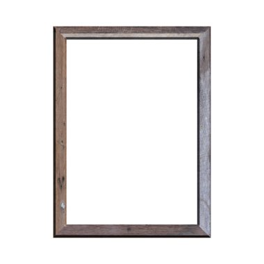 İzole edilmiş beyaz arka planı olan ahşap bir çerçeve. Klasik ahşap çerçevenin ön görüntüsü. A4 resmi ya da metin için.