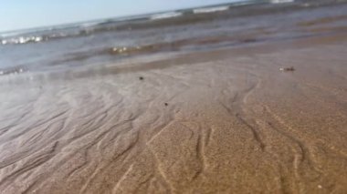 Sahilde inanılmaz bir günün tadını çıkararak dalgaları ve kristal berrak deniz suyunu yakalıyor.