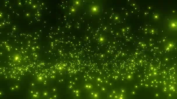 Abstrakte Fliegende Grüne Lichtteilchen Auf Schwarzem Hintergrund — Stockvideo