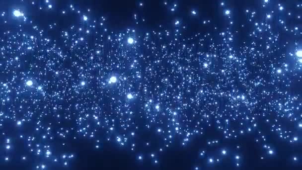 Partículas Azuis Voadoras Lentas Abstratas Luz Sobre Fundo Preto — Vídeo de Stock