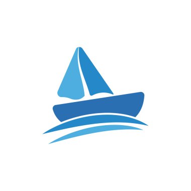 Tekne ya da Yelkenli Logo Vektörü Simge Şablonu İllüstrasyonu
