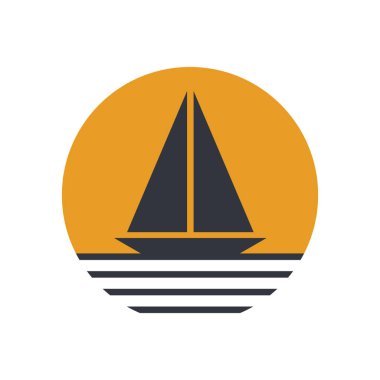 Tekne ya da Yelkenli Logo Vektörü Simge Şablonu İllüstrasyonu