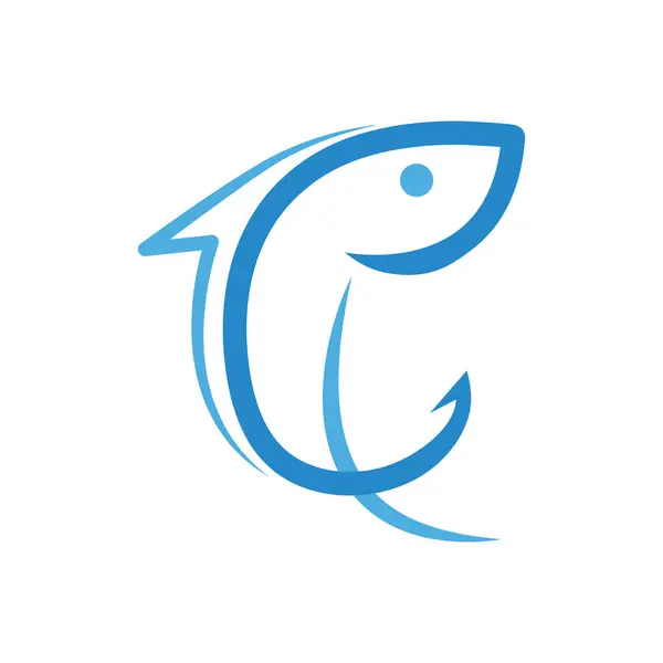 Fish Hook Logo Vektörü Simge Şablonu İllüstrasyonu