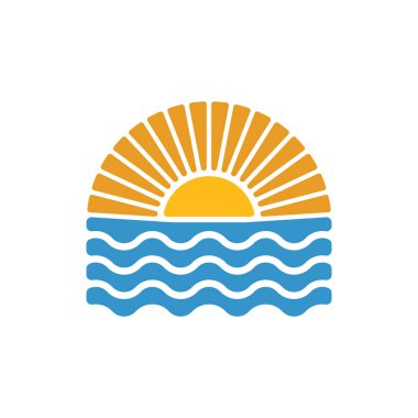 Basit Günbatımı Logo Vektörü Simge Şablonu İllüstrasyonu