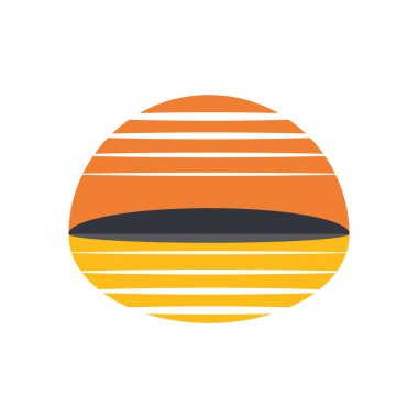 Basit Günbatımı Logo Vektörü Simge Şablonu İllüstrasyonu