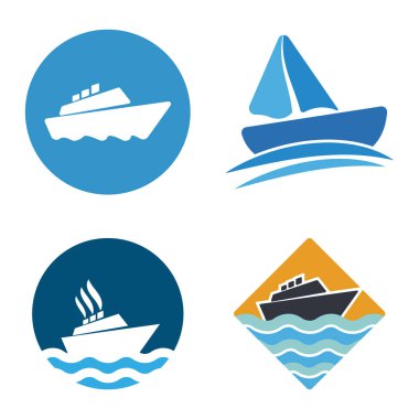 Tekne ya da Yelkenli Logo Vektörü Simge Şablonu İllüstrasyonu