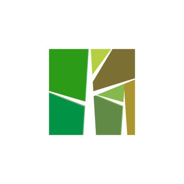 Ağaç Logosu Vektör Simgesi Şablonu İllüstrasyonu