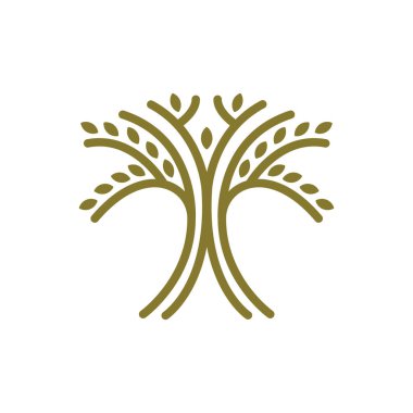 Monogram Ağacı Logo Vektörü Simge Şablonu İllüstrasyonu 