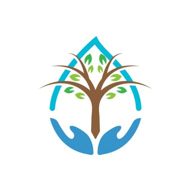 El Ağacı Logo Vektörü Simge Şablonu İllüstrasyonu