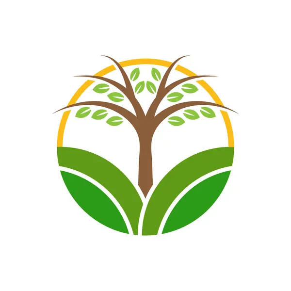 Ağaç Logosu Vektör Simgesi Şablonu İllüstrasyonu