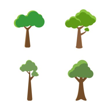 Karikatür Ağacı Logo Vektörü Simge Şablonu İllüstrasyonu