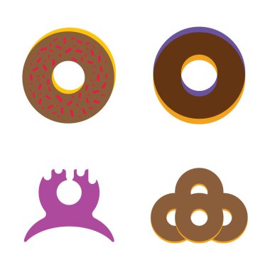 Donut Logo Vektörü Simge Şablonu İllüstrasyonu
