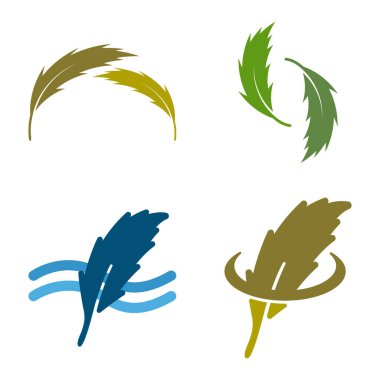 Feather Logo Vektörü Simge Şablonu İllüstrasyonu