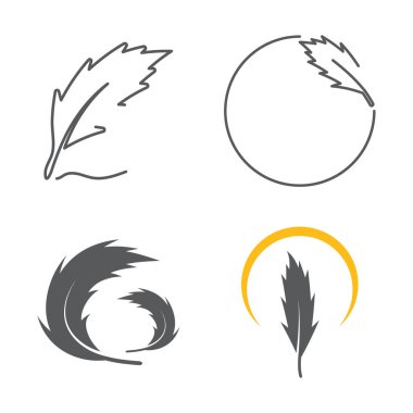Feather Logo Vektörü Simge Şablonu İllüstrasyonu