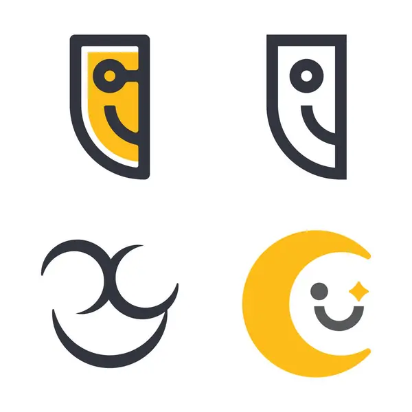 Gülümseyen Logo Vektörü Simge Şablonu İllüstrasyonu