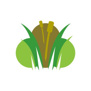 Çimen Logosu Vektör Simgesi Şablonu İllüstrasyonu