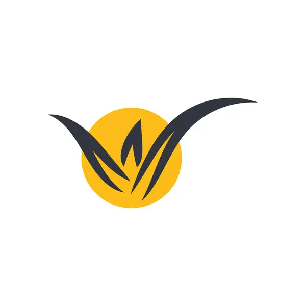 Çimen Logosu Vektör Simgesi Şablonu İllüstrasyonu