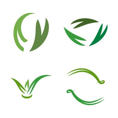 Çimen Logosu Vektör Simgesi Şablonu İllüstrasyonu