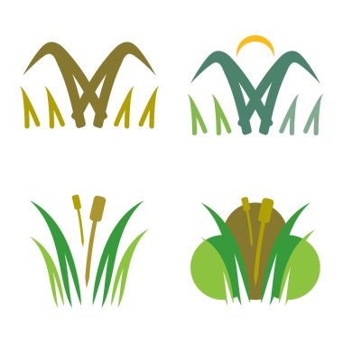 Çimen Logosu Vektör Simgesi Şablonu İllüstrasyonu