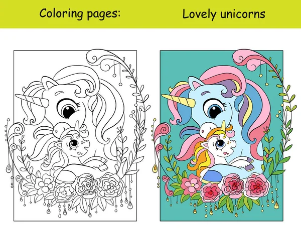 Menina Bonito Montando Unicórnio Mágico Desenho Livro Para Colorir Com  imagem vetorial de Alinart© 478788614