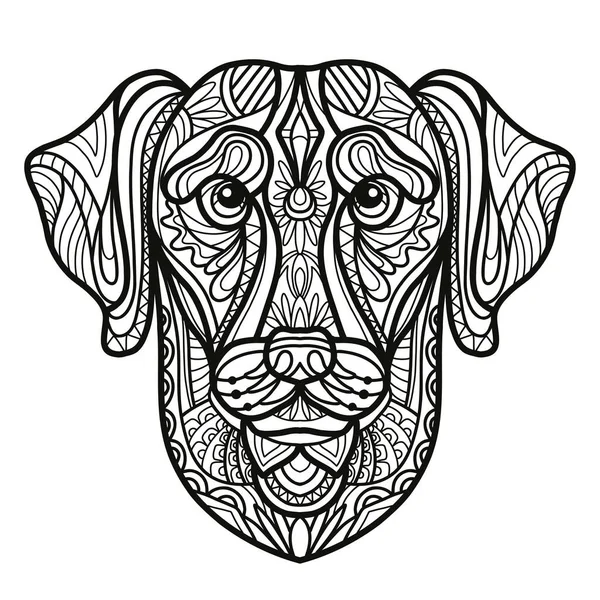 Αφηρημένος Σκύλος Διακοσμητικά Στολίδια Και Doodle Στοιχεία Κλείστε Λαμπραντόρ Κεφάλι — Διανυσματικό Αρχείο