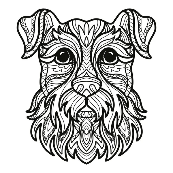 Cabeça Cão Abstrata Com Ornamentos Decorativos Elementos Doodle Fecha Cão —  Vetores de Stock