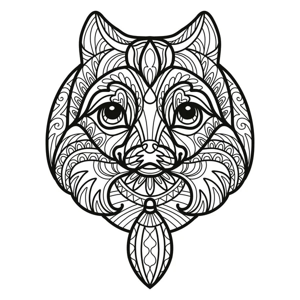 Abstract Dog Decorative Ornaments Doodle Elements Close Pomeranian Dog Head — Stock Vector