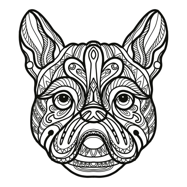 Abstract Dog Decorative Ornaments Doodle Elements Close French Bulldog Dog — Stock Vector