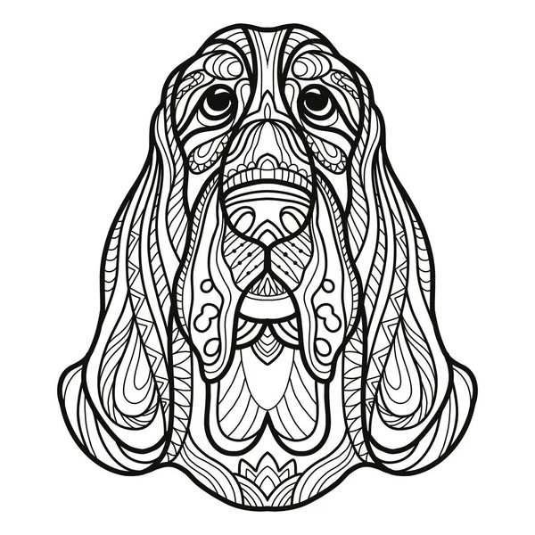 Abstract Dog Decorative Ornaments Doodle Elements Close Basset Hound Dog — Stock Vector
