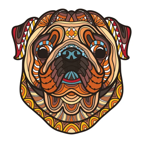 Abstract Dog Head Decorative Ornaments Doodle Elements Close Pug Dog — Stock Vector