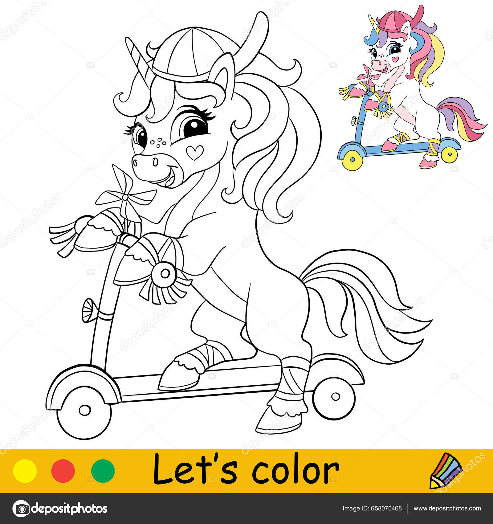 vector desenho de unicornio para criança colorir Stock Illustration