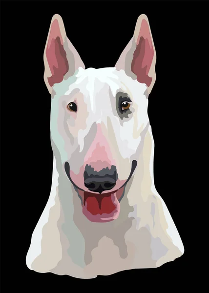 Realistic Close Head Bull Terrier Dog Vector Colorful Isolated Illustration — Stock Vector