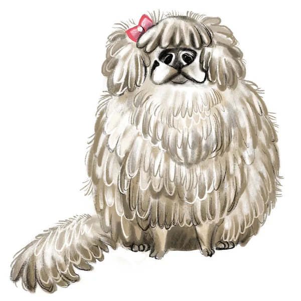 Cute Funny Cartoon Dog Character Komondor Dog Breed Raster Illustration — Stock Photo, Image