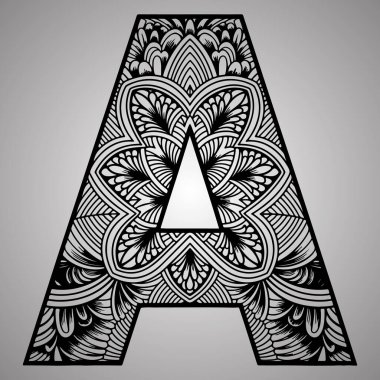 B harfi, gri arka planda çiçek desenli.