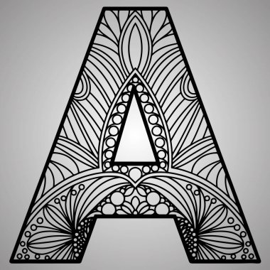 B harfi, gri arka planda çiçek desenli.