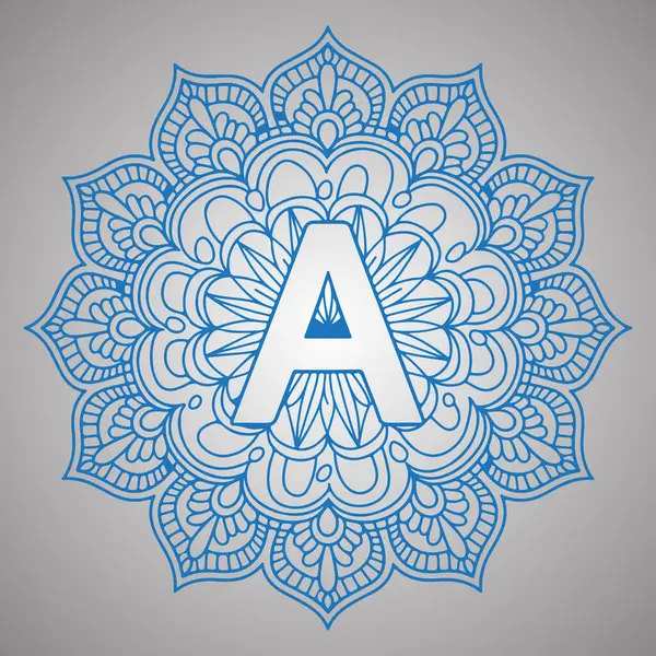 Gri Arkaplanda Geometrik Mandala Harfi A