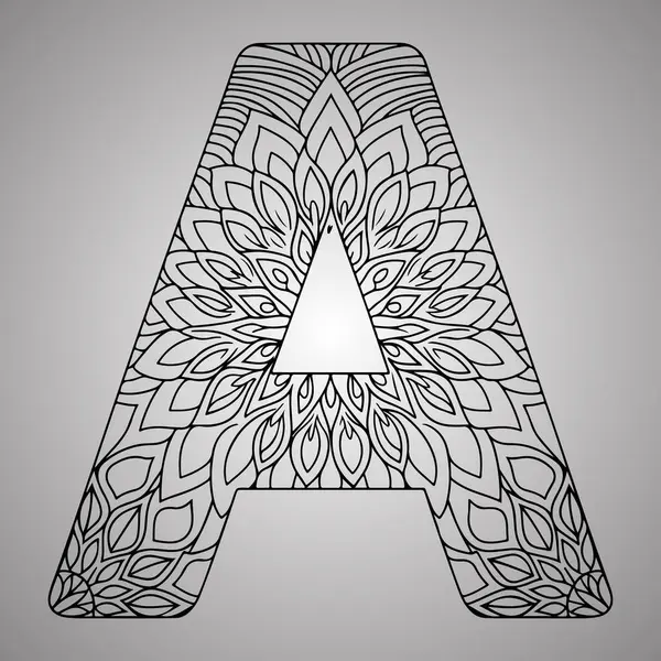 Gri Arkaplanda Geometrik Mandala Harfi A