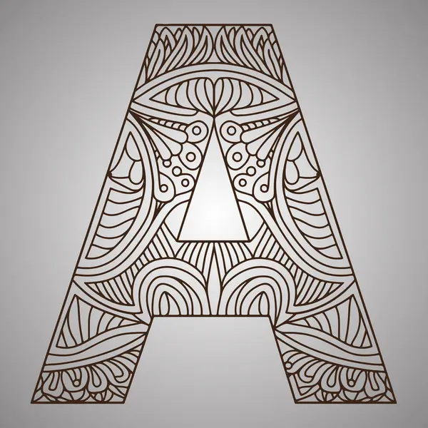 Gri Arkaplanda Geometrik Mandala Harfi A
