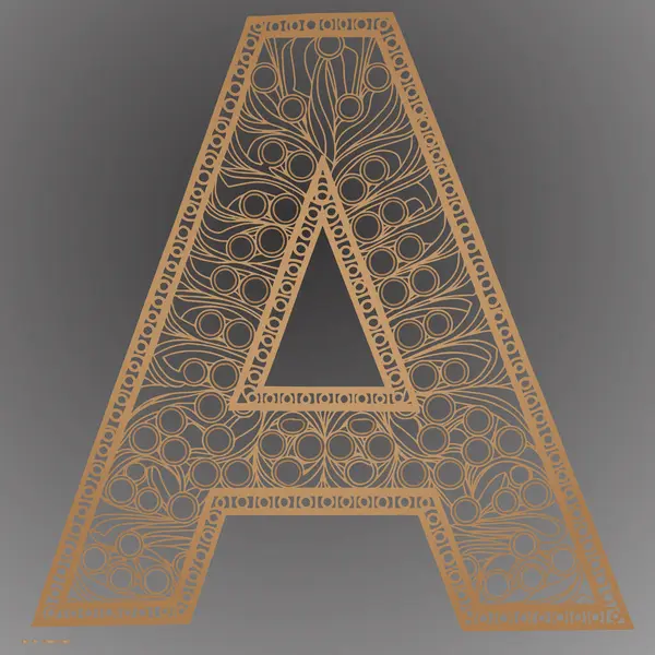 Gri Arkaplanda Geometrik Mandala Harfi A