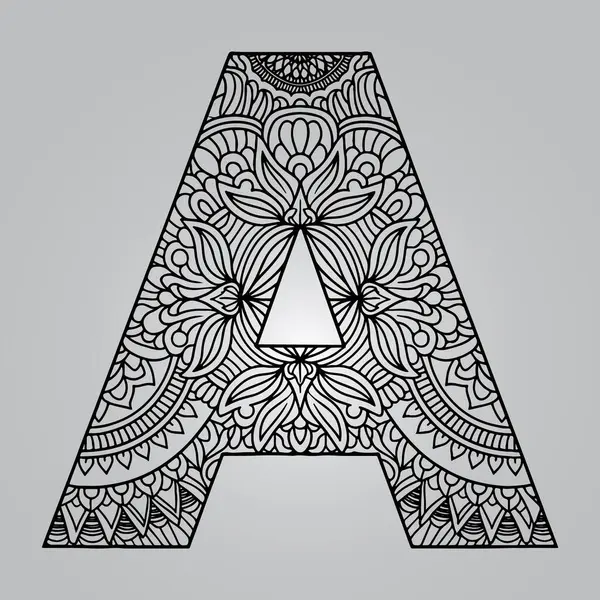 Gri Arkaplanda Geometrik Mandala Harfi A: Karmaşık ve Kalın Tasarım