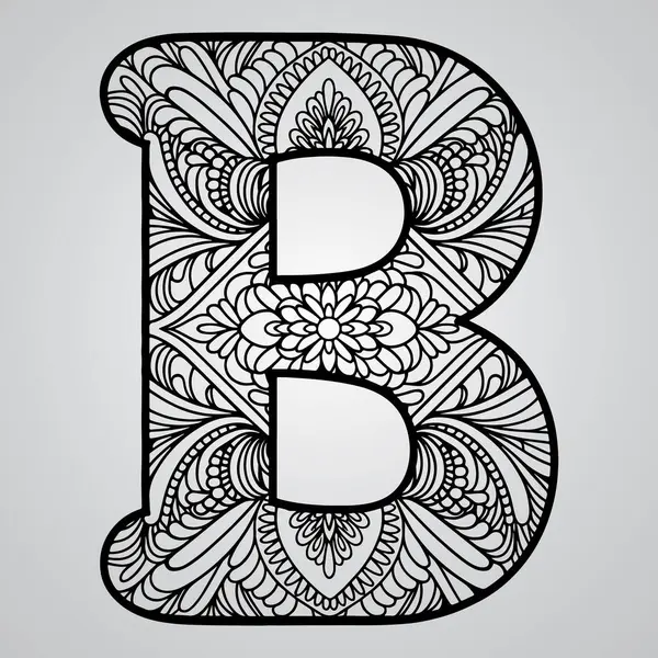 Boyama kitabı büyük harfleri B el çizimi şablon