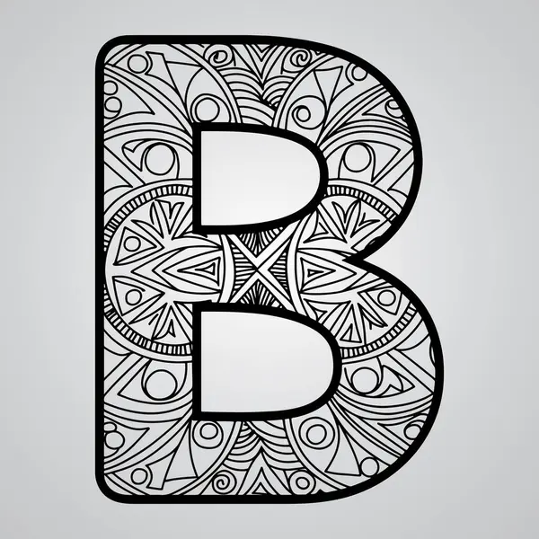 Boyama kitabı büyük harfleri B el çizimi şablon