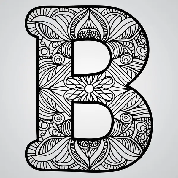 Boyama kitabı büyük harfleri B el çizimi şablon