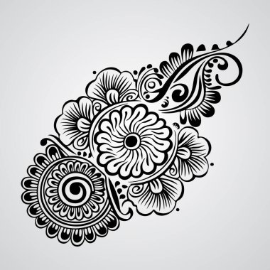 Çiçek ve yapraklarla süslenmiş bir el çizimi.