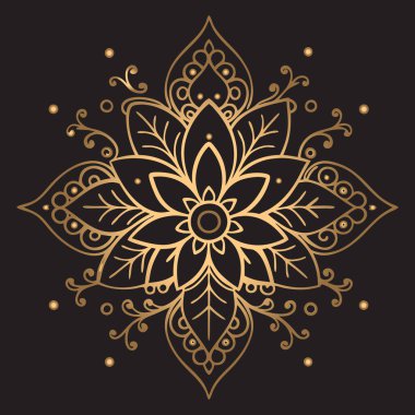 Hint Çiçekleriyle Geleneksel Süslü Mandala