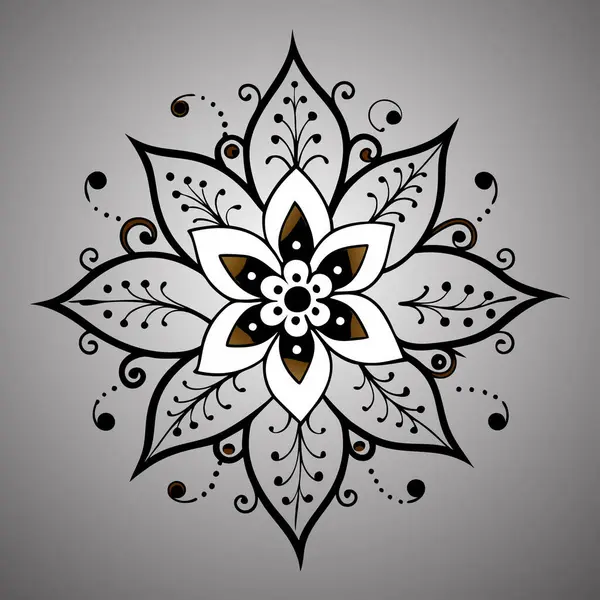 Hint Çiçekleriyle Geleneksel Süslü Mandala